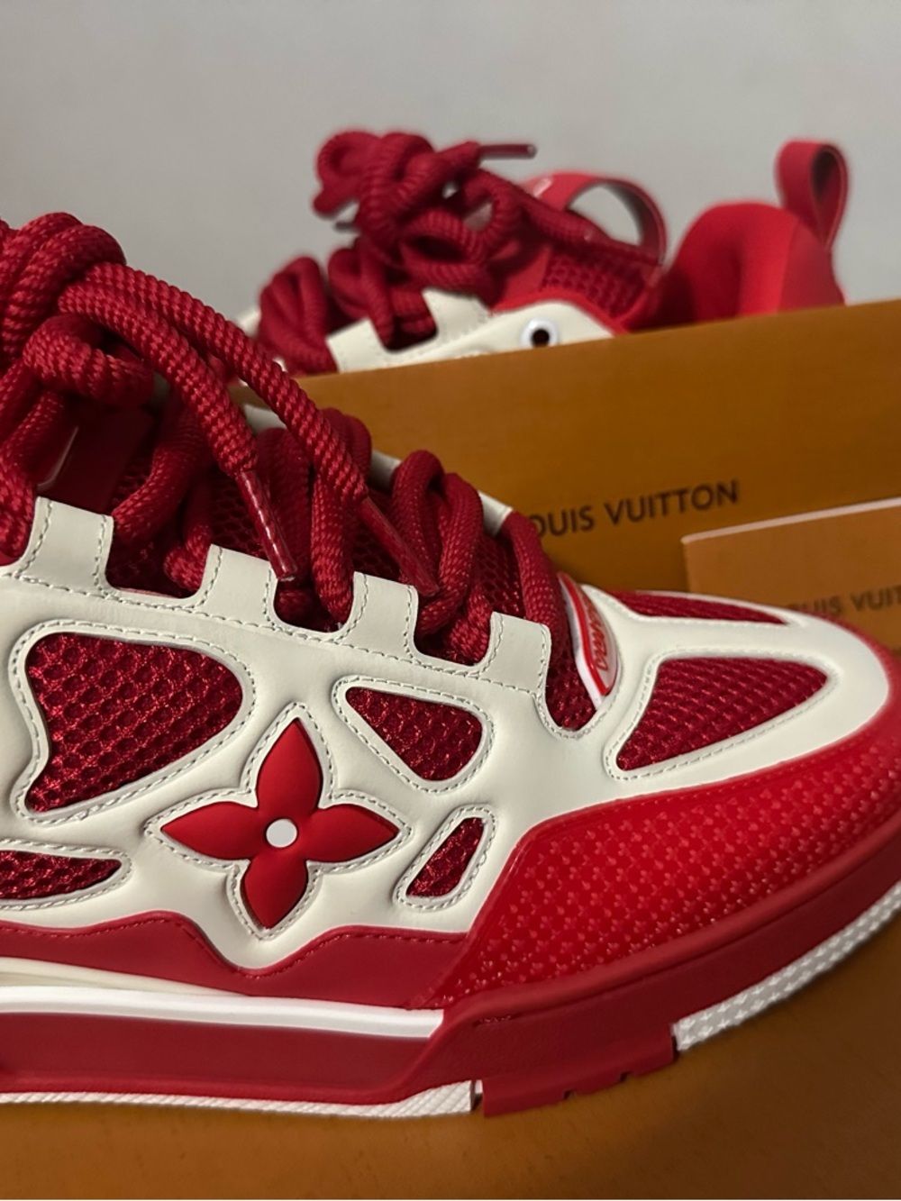 Louis Vuitton Vibrant Red Sporty Sneaker Accent